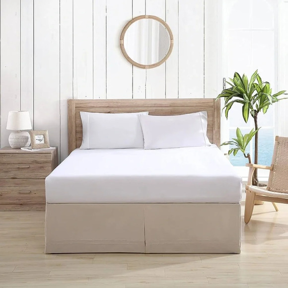 Tommy Bahama Bedskirt Tailored Solid Cotton Designer Home Décor, King, Beige - Picture 1 of 9